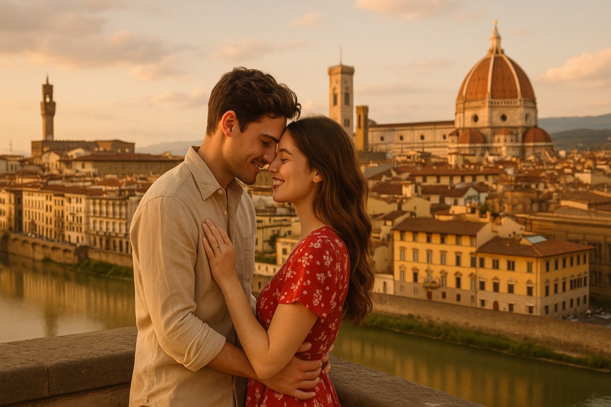 florence italy romantic couple