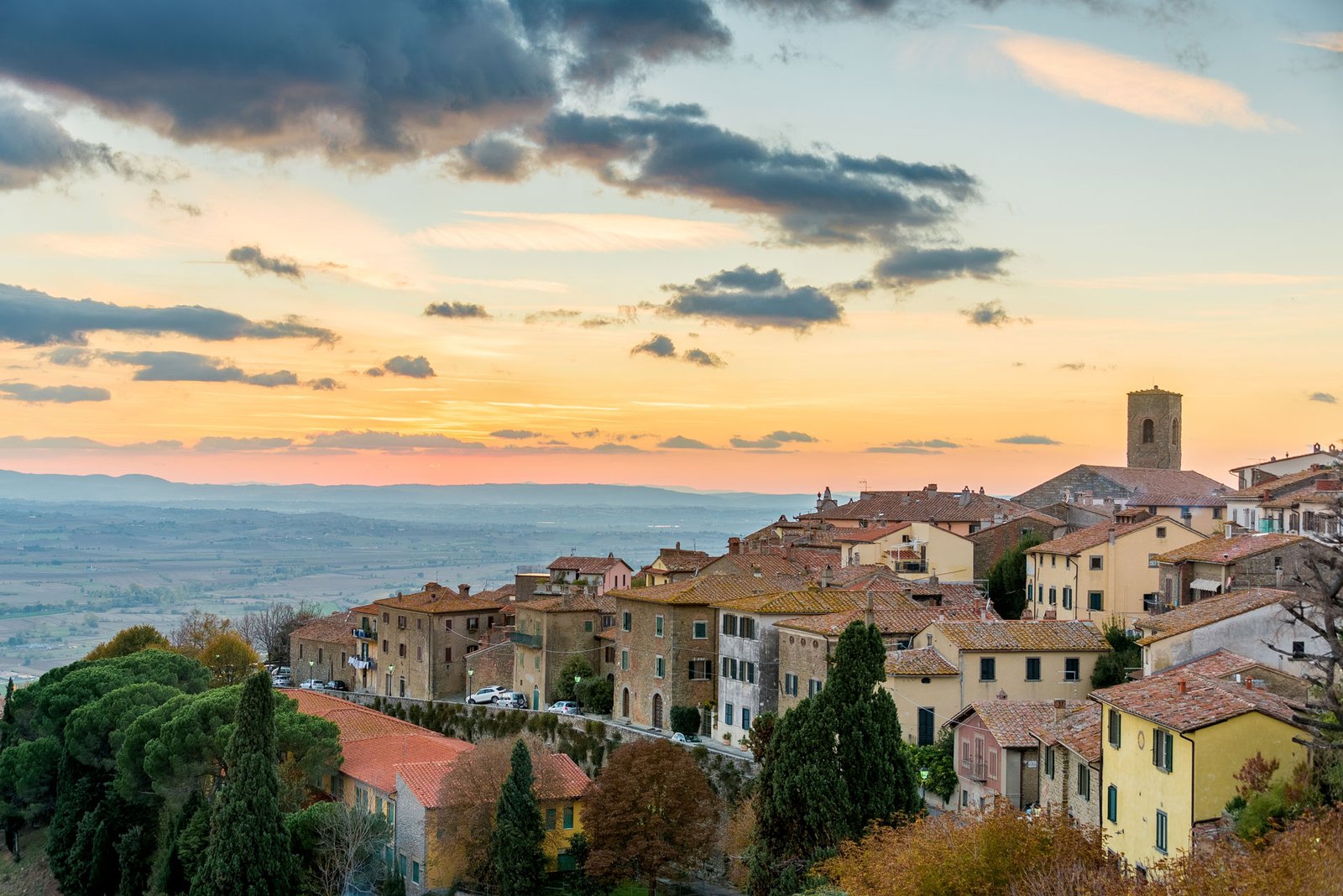Panoramic view of Cortona, a charming hilltop town